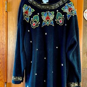 Beautiful Ramie Cotton Beaded Christmas Sweater